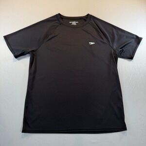 Speedo Mens Short Sleeve Swim Shirt Black Rash Guard M Beach Surf Active